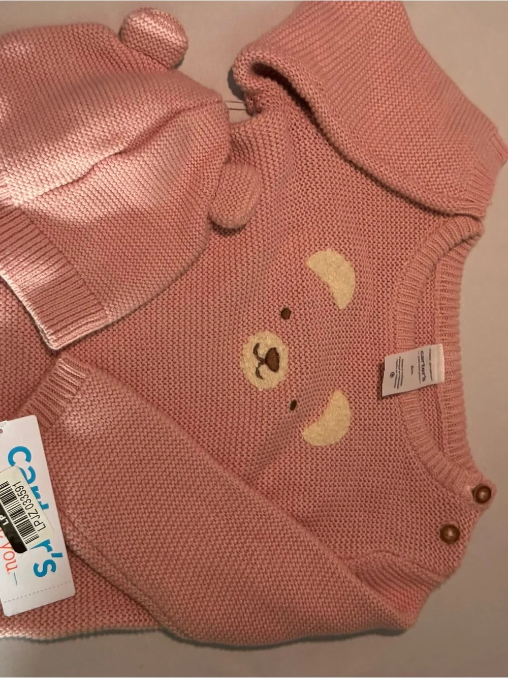 Carter's Dusty Pink Knit Bear Sweater